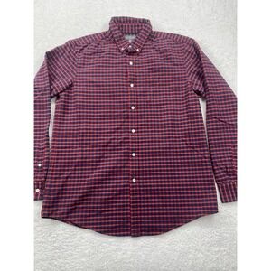 LL Bean Signature Men's Slim Fit Plaid Flannel Long Sleeve Button‎ Up Red Sz LT